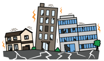 建物が揺れている画像