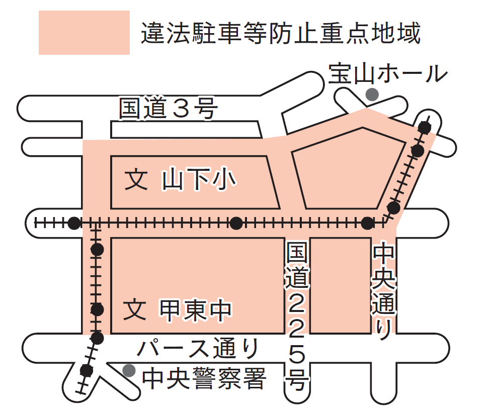 天文館地区周辺の違法駐車等防止重点地域の地図