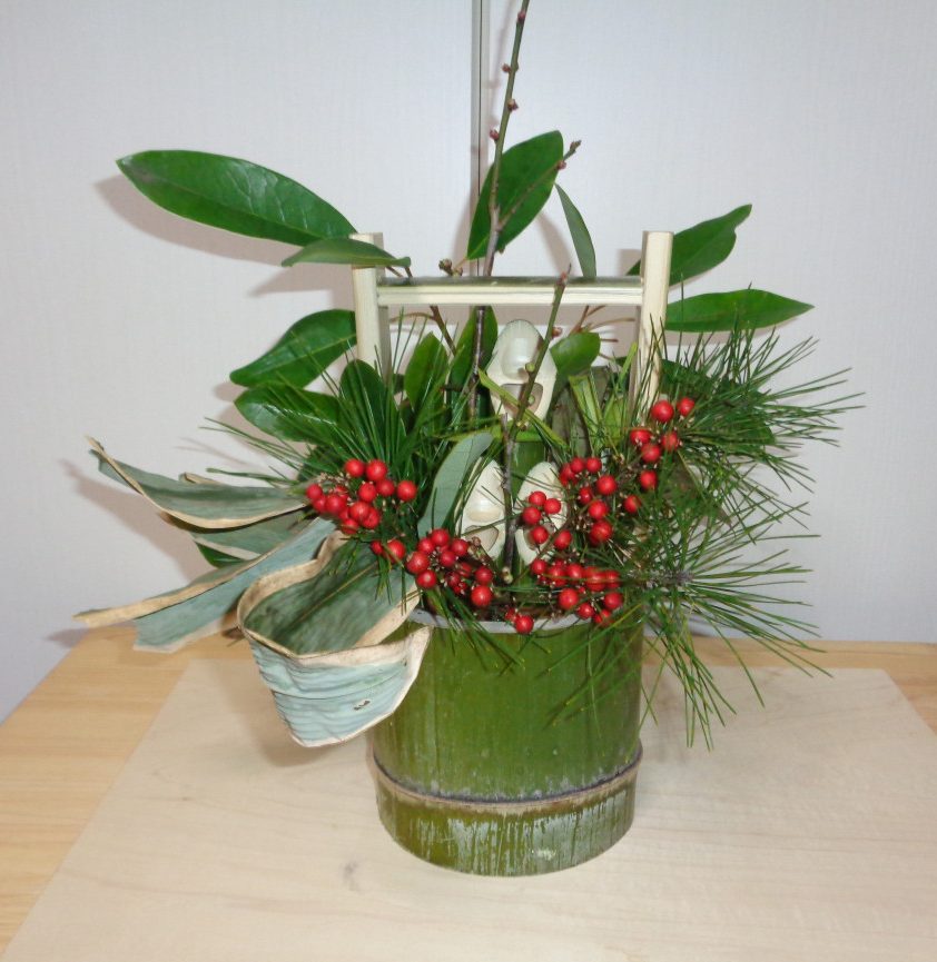 親子体験竹細工教室 ミニ門松作り