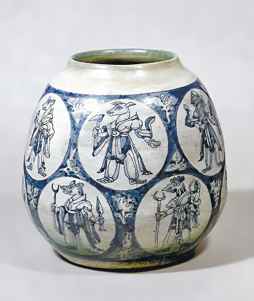 染付十二支文花瓶